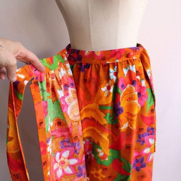 Vintage 1960s Skirt, Beverly Vogue Wrap Maxi Skirt, Tiki Flower Power - Picture 6 of 10